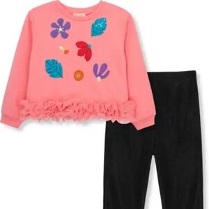 NWT Peek Aren't You Curious Kids' Mesh Ruffle Long Sleeve Sweatshirt & Leggings